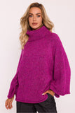 Cozy Oversized Turtleneck Sweater with 7/8-Length Sleeves