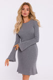 Elegant Ribbed Cotton Knit Long-Sleeved Dress for All Occasions
