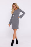 Elegant Ribbed Cotton Knit Long-Sleeved Dress for All Occasions