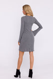 Elegant Ribbed Cotton Knit Long-Sleeved Dress for All Occasions