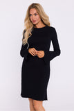 Elegant Ribbed Cotton Knit Long-Sleeved Dress for All Occasions