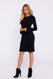 Elegant Ribbed Cotton Knit Long-Sleeved Dress for All Occasions
