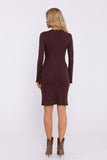 Elegant Ribbed Cotton Knit Long-Sleeved Dress for All Occasions