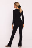 Stylish Ribbed Cotton Knit Leggings with Slit Detail