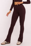 Stylish Ribbed Cotton Knit Leggings with Side Slits