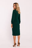 Elegant Crimson Midi Dress with Romantic Sleeves & High Slit