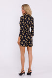 Elegant Women's Printed Short Jumpsuit with Jacket Collar