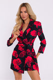 Chic Women's Printed Short Jumpsuit with Jacket Collar