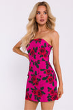 Elegant Corset Mini Dress with Printed Fabric Design