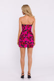 Elegant Corset Mini Dress with Printed Fabric Design