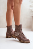 Chic Suede Women's Boots with Zipper and Decorative Buckle