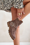 Chic Suede Women's Boots with Zipper and Decorative Buckle