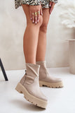 Elegant Leather Ankle Boots with Comfortable Platform Heel