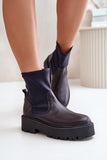 Elegant Leather Ankle Boots with Comfortable Platform Heel