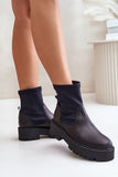Elegant Leather Ankle Boots with Comfortable Platform Heel