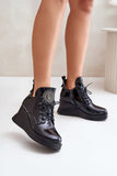 Stylish Leather Women's Boots with Warm Lining and Lacing