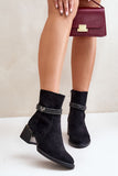 Stylish Eco-Suede Women's Boots with Shiny Stripes