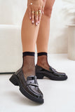 Elegant Women's Leather Moccasins with Unique Front Ornament