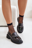 Elegant Women's Leather Moccasins with Unique Front Ornament