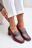 Elegant Natural Leather Pumps with Gold Embellishment