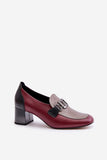 Elegant Natural Leather Pumps with Gold Embellishment