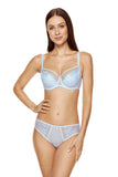 Elegant Blue Embroidered Bra with Cotton and Foam Support
