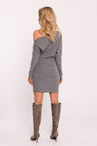 Chic Ribbed Cotton Knit Mini Dress with Asymmetrical Design