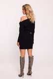 Chic Ribbed Cotton Knit Mini Dress with Asymmetrical Design