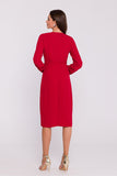Elegant Hourglass Dress with Pleated Detail and Romantic Sleeves