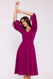 Elegant Soft Knit Romantic Dress with V-Neckline