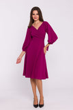 Elegant Soft Knit Romantic Dress with V-Neckline