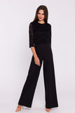 Romantic Lace-Top Jumpsuit with Elegant Wide Legs