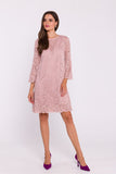 Elegant Double Layer Trapeze Dress with Lace Details