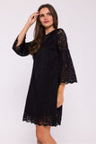 Elegant Double Layer Trapeze Dress with Lace & Frill Sleeves
