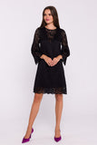 Elegant Double Layer Trapeze Dress with Lace & Frill Sleeves