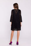 Elegant Double Layer Trapeze Dress with Lace & Frill Sleeves