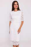 Chic Lace Overlay Pencil Dress for Elegant Occasions