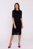 Chic Two-Layer Pencil Dress with Lace Overlay for Elegance