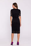 Chic Two-Layer Pencil Dress with Lace Overlay for Elegance