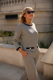 Elegant Jacquard Blouse with Silver Thread for Women