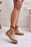 Chic Suede Women's Boots with Side Zipper and Openwork Detail