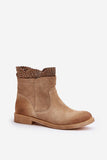 Chic Suede Women's Boots with Side Zipper and Openwork Detail