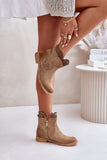 Chic Suede Women's Boots with Side Zipper and Openwork Detail