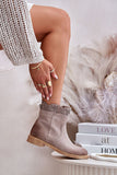 Chic Suede Women's Boots with Side Zipper and Openwork Design