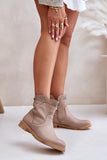 Chic Women's Leather Boots with Zipper and Openwork Design