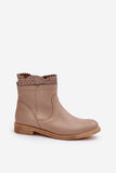 Chic Women's Leather Boots with Zipper and Openwork Design