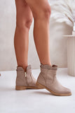 Chic Women's Leather Boots with Zipper and Openwork Design