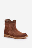 Stylish Women's Suede Boots with Openwork Detail