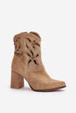Stylish Openwork Heeled Boots with Comfortable Leather Insole