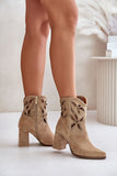 Stylish Openwork Heeled Boots with Comfortable Leather Insole